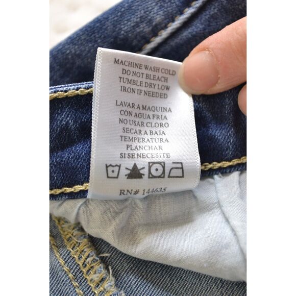 Kancan Women's 7/27 Medium Wash Released Hem Denim Mini Skirt - Picture 9 of 15